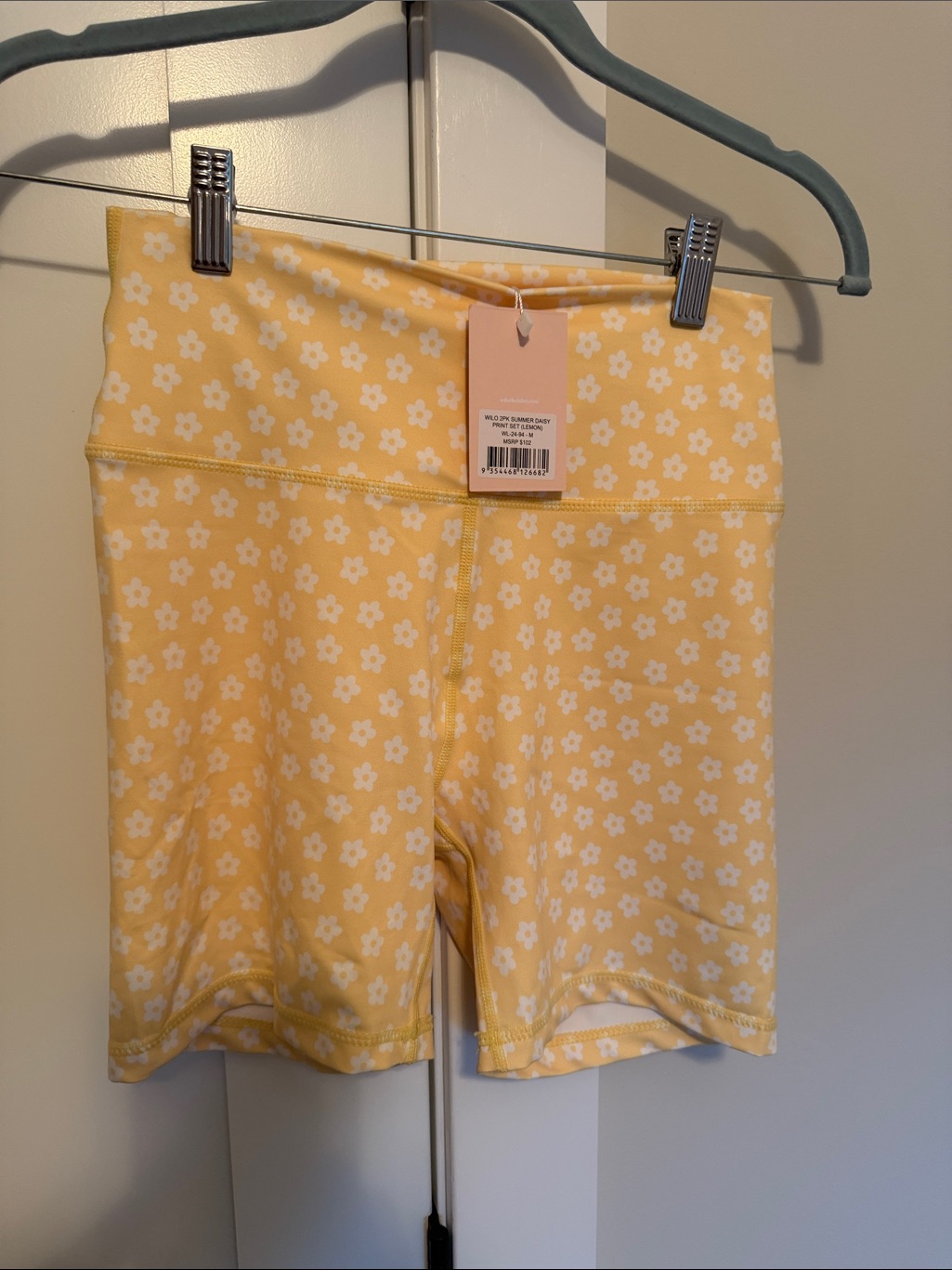 High-Rise Yellow Daisy Bike Shorts